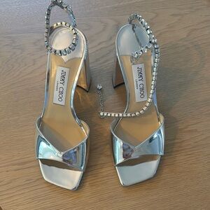 Jimmy Choo Saeda Sandal Block Heel 85
Silver